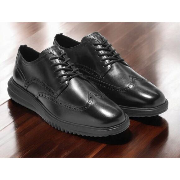 Cole Haan Grand Evolution Leather Wingtip Oxford Shoes Mens 10 New Fast Ship